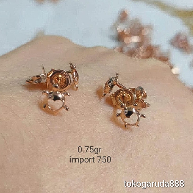 Anting duduk anak dan dewasa emas asli kadar 750 75% 22 17k kura love bintang star giwang kerabu paku cucuk stud