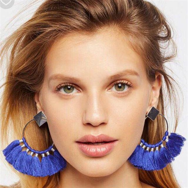 Eropa dan Amerika berlebihan rumbai anting-anting wanita fashion woven gaya bohemian aksesoris fashi