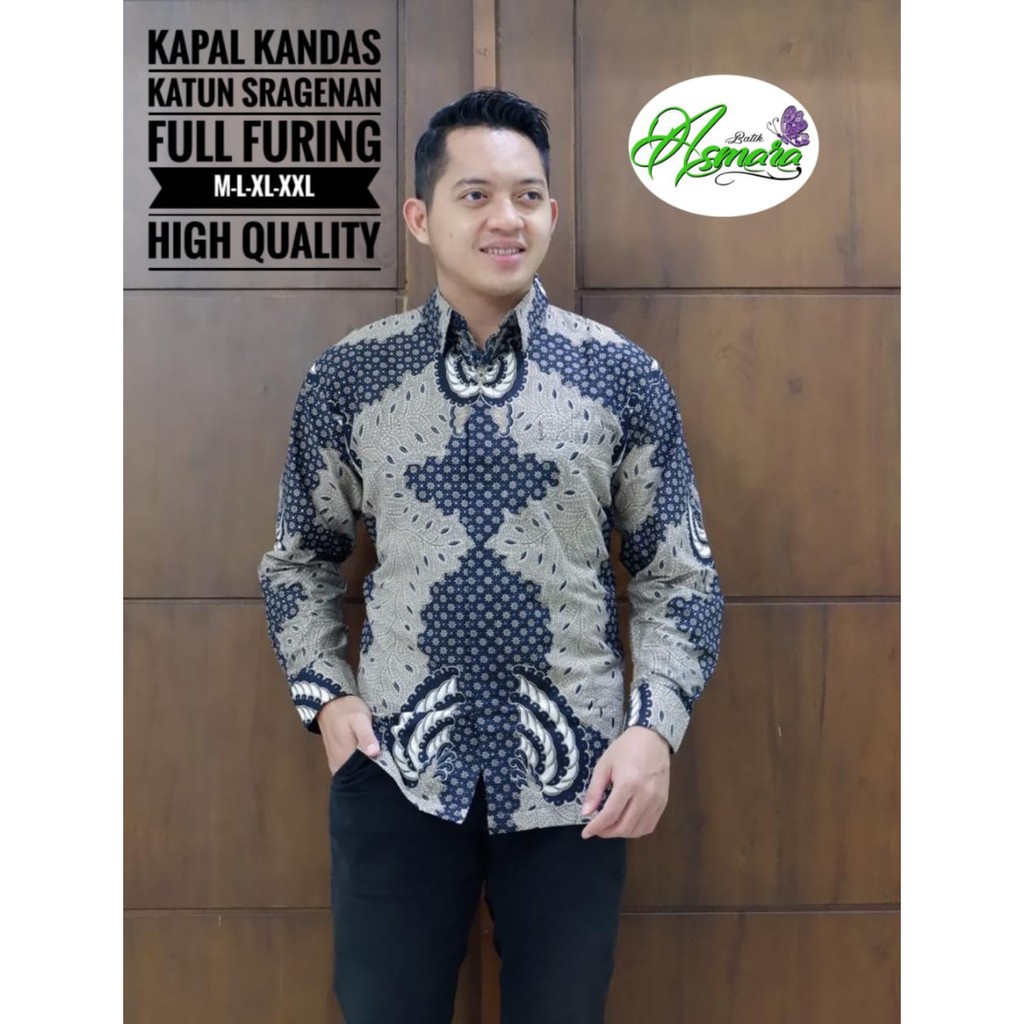 KAPAL KANDAS MOCCA Kemeja Batik Pria Full Furing Katun Sragenan