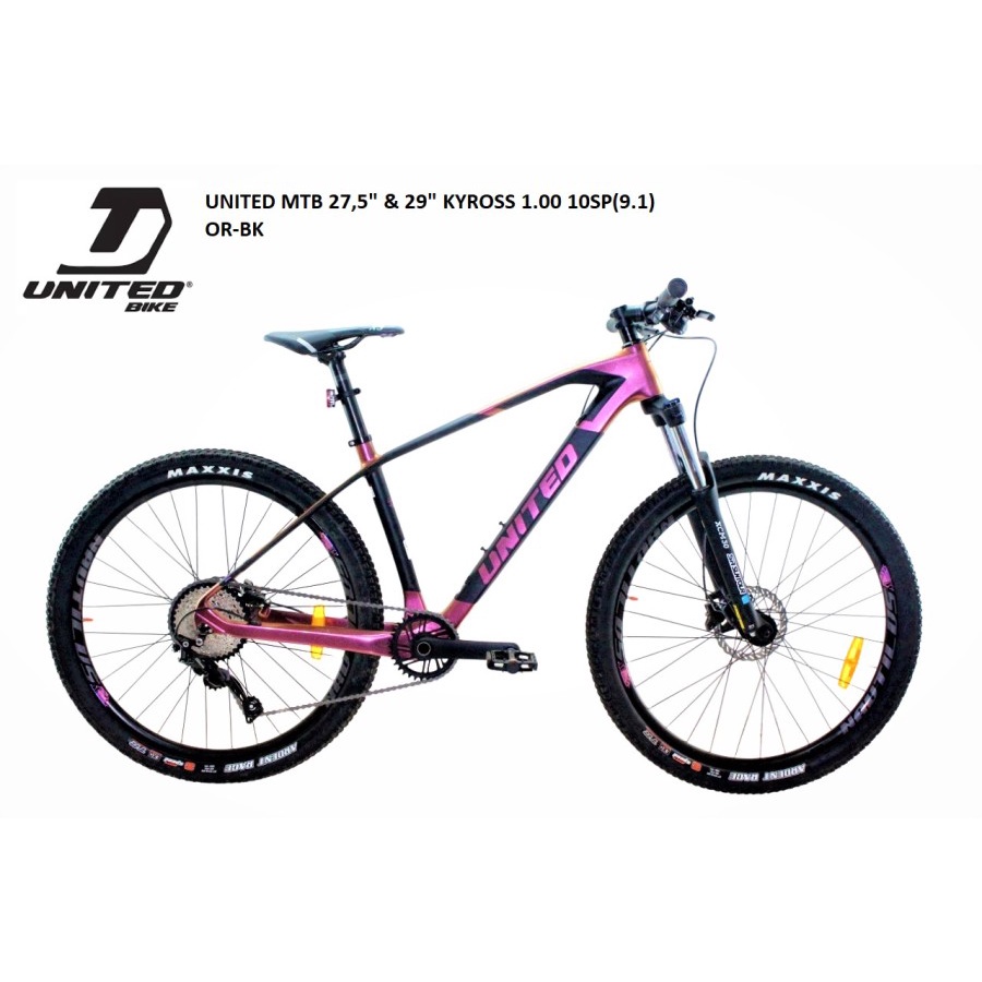 Sepeda Gunung MTB UNITED Kyross 1.00 10 Speed Deore Carbon Frame Boost