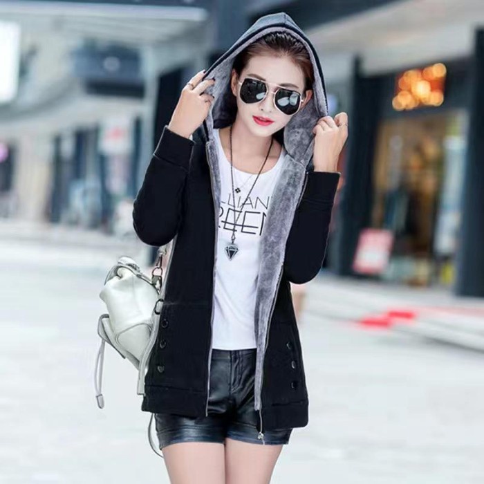 JAKET HOODIE BULU WANITA  PULLOVER WANITA