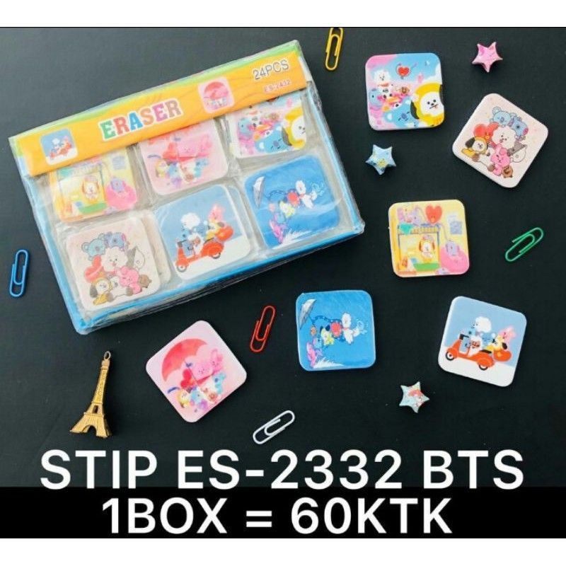 (ISI 24PCS) PENGHAPUS PENSIL BTS PENGHAPUS KARAKTER LUCU isi 24pcs ERASER LUCU / alat tulis sekolah