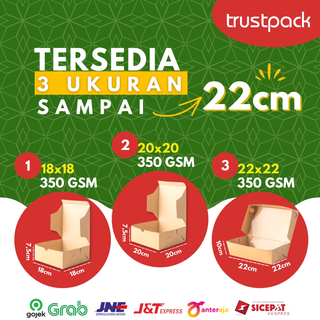 DUS NASI 20x20 KOTAK NASI KRAFT PAPER / COKLAT PALING TEBAL 350 GSM