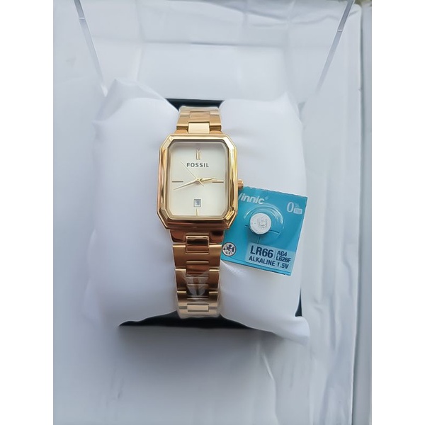 Jam Tangan Wanita Rantai Diameter Kecil Bentuk Kotak Fossil