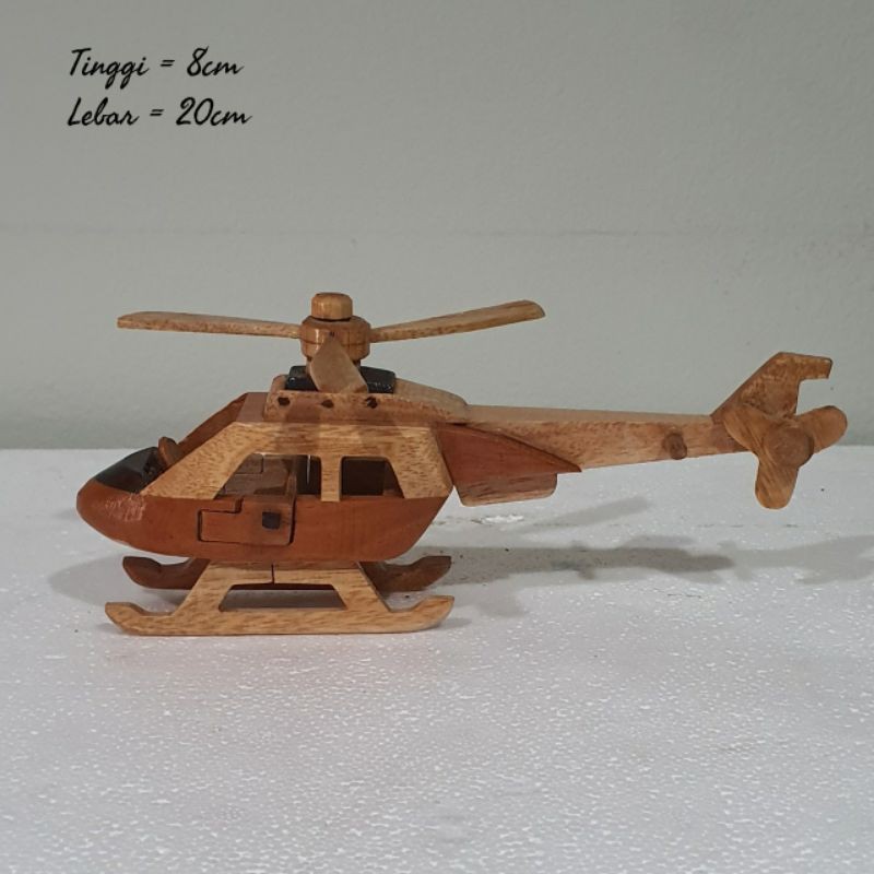 mainan kayu pesawat helikopter kayu pajangan dekorasi home decor