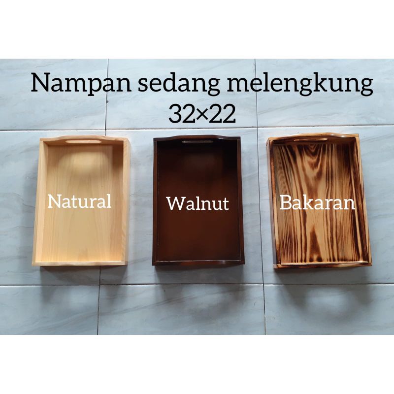 Baki Kayu Pinus/ Nampan Kayu/Tray kayu/ Baki Kayu serbaguna uk 32x22 cm