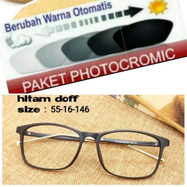 ( BAYAR COD ) PAKET HEMAT : Frame Kacamata Trendy Free Lensa Photocromic Anti Minus Dan Anti Radiasi