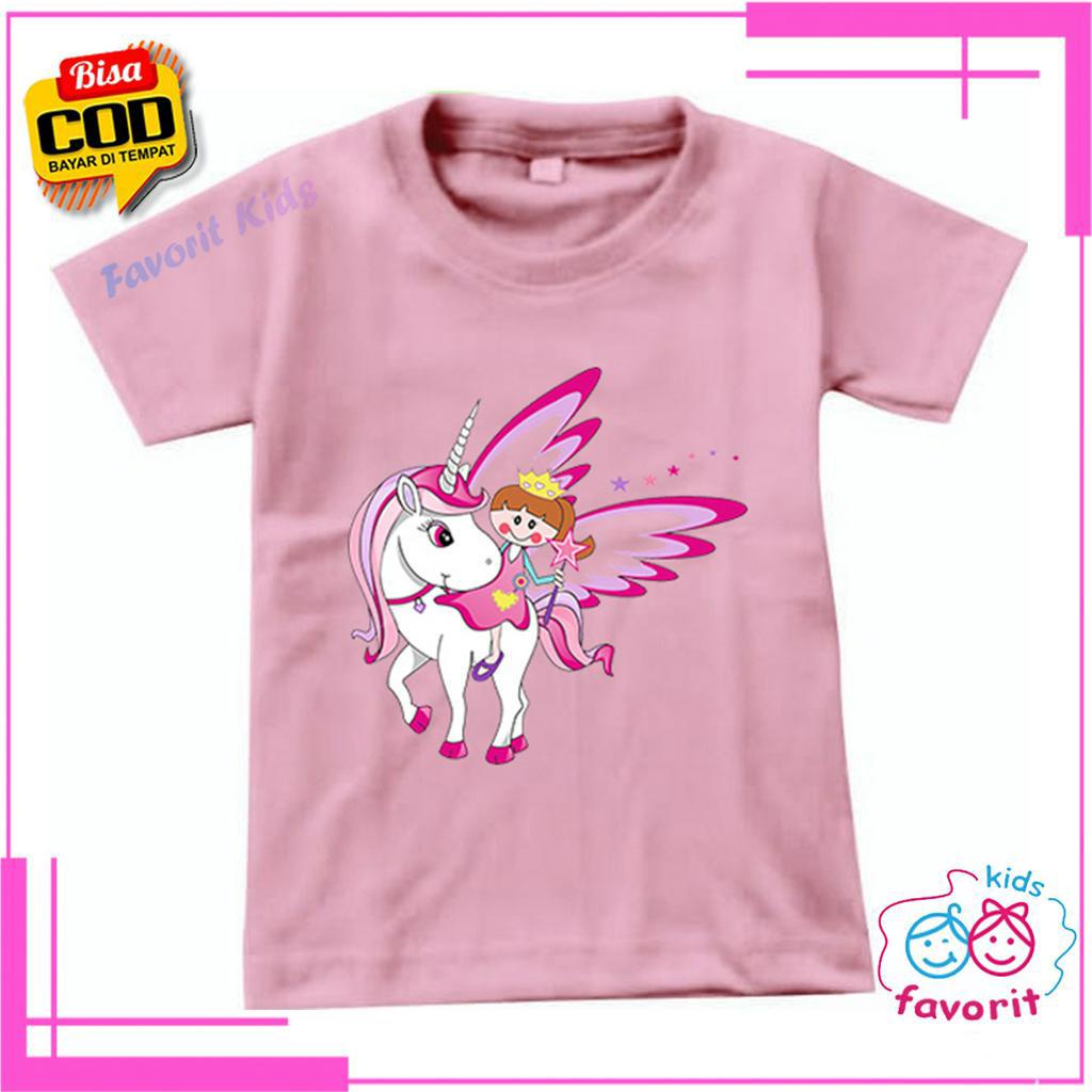 KAOS ANAK PEREMPUAN MOTIF KUDA PONY LENGAN PENDEK SIZE S M L XL XXL