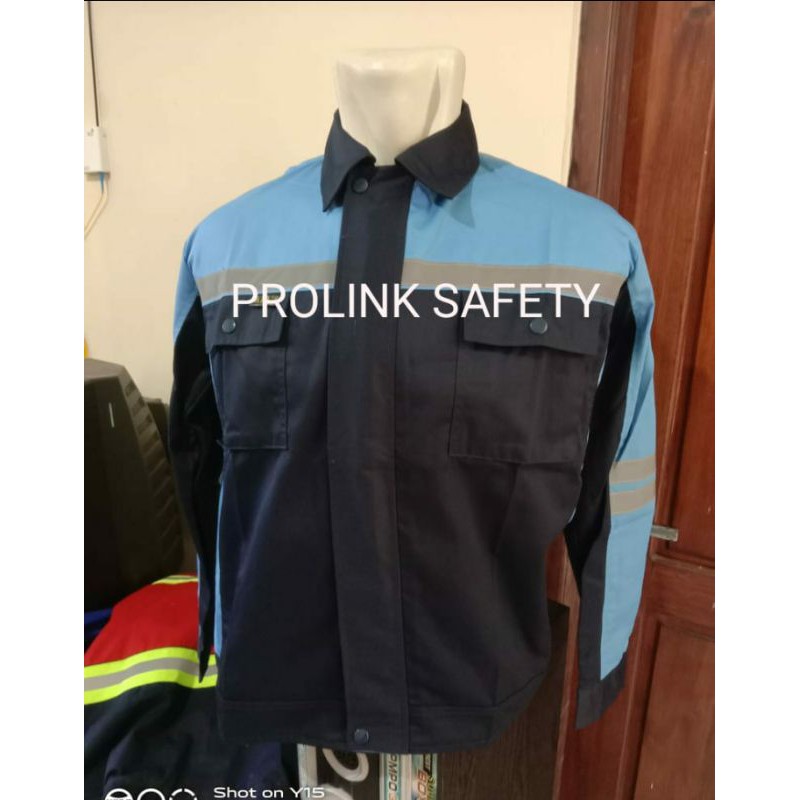 SERAGAM BAJU SAFETY FREE LOGO K3 BENDERA TOSKA DONGKER DRILL PREMIUM