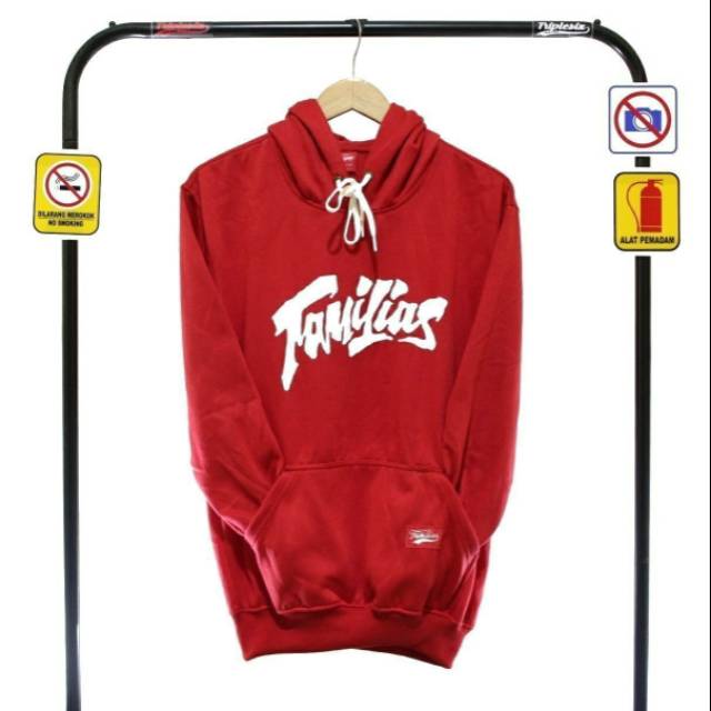 Jaket hoodie pria familias merah