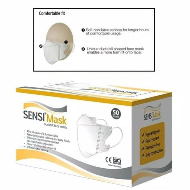 Masker Sensi Duckbill / Sensi Mask 3 ply Masker karet Sensi / Masker Duckbill 3ply