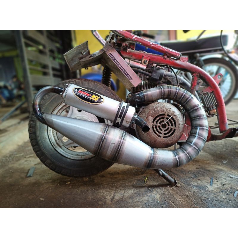 knalpot matic 2tak qingqi San's racing exhaust