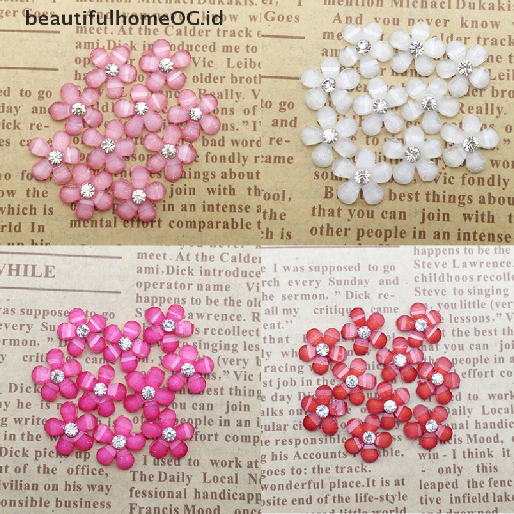 20 Pcs Bunga resin Ukuran 10mm Untuk Scrapbook