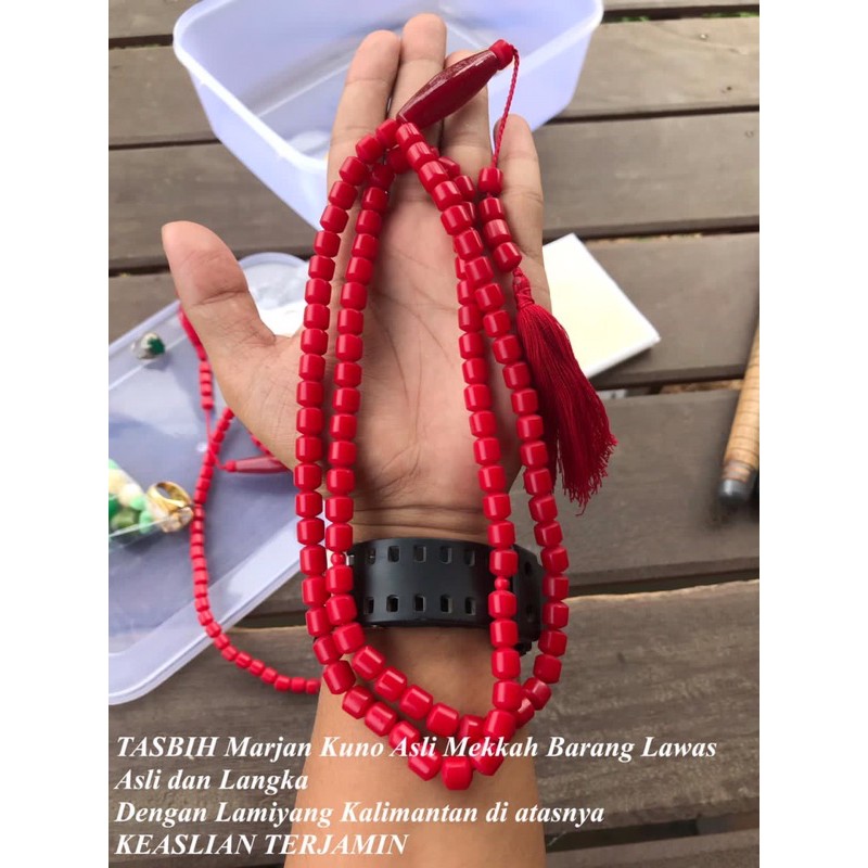 Tasbih Batu Marjan Mekkah Barang Kuno Asli dan Lamiyang Kalimatan Atasnya