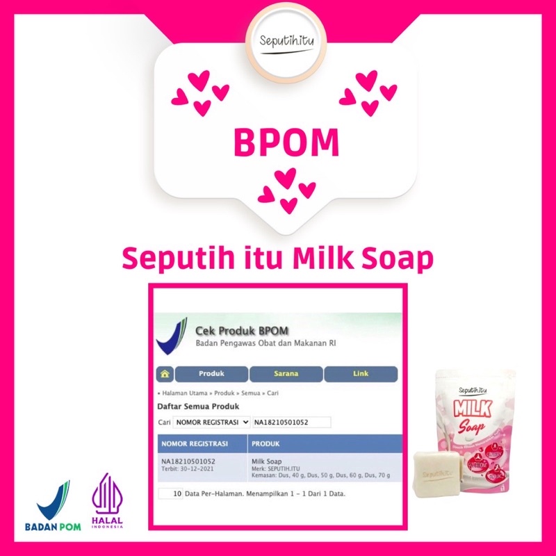 SEPUTIH ITU MILK SOAP SABUN PENCERAH BADAN BPOM