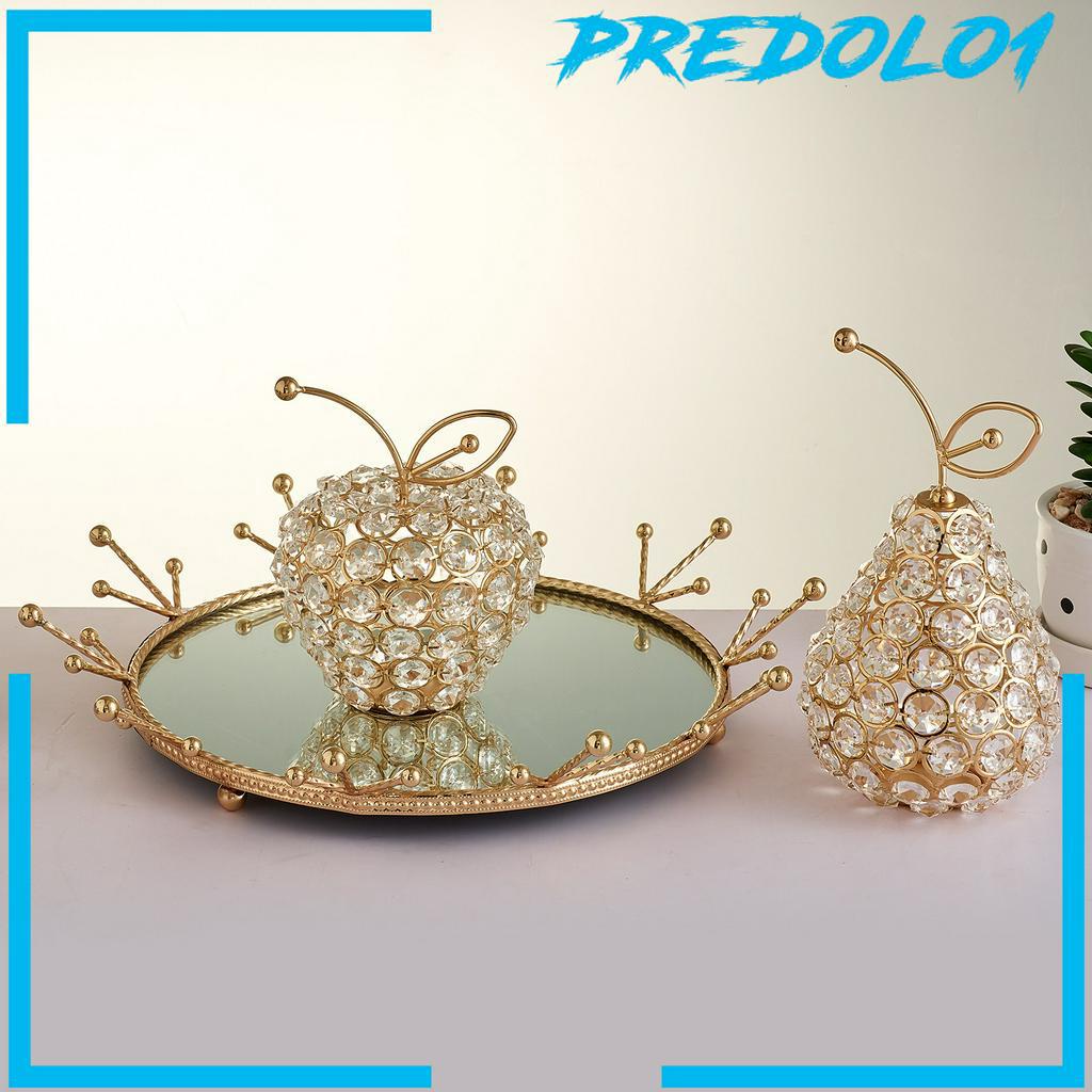 [PREDOLO1] 3D Cut Crystal Rhinestone Apple Pear Ornament Home Wedding Desk Decor Gift