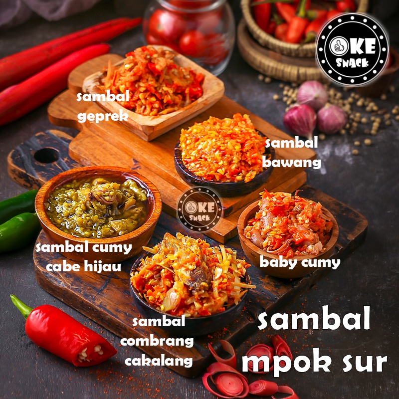 Sambal Mpok Sur Geprek/Cumi/Teri/Bawang 140g - 200g