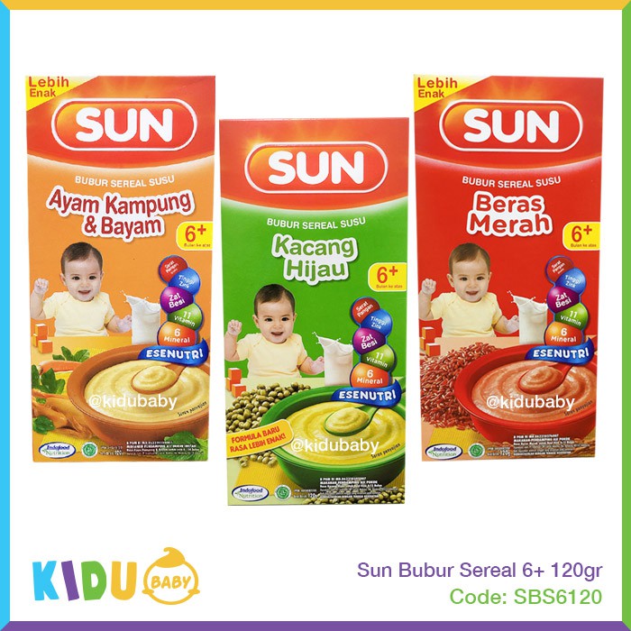 Sun Bubur Cereal Susu usia 6 bulan keatas 120gr Bubur Bayi Sehat MPASI Kidu Baby