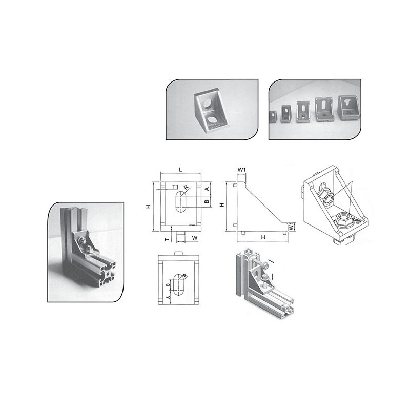 10pcs 4040 Aluminum Angle Code Nut Hole Connector Support T-slot Profile Frame Extrusion Bracket for The Flow Profile