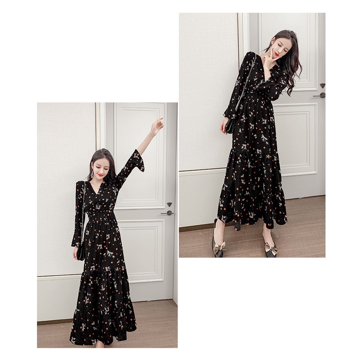 DRESS MAXI CASUAL Lengan panjang FD069-7