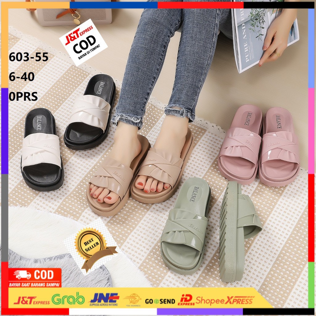 SANDAL TERBARU WEDGES PEREMPUAN SANDAL JELLY  WANITA BALANCE 1603-55