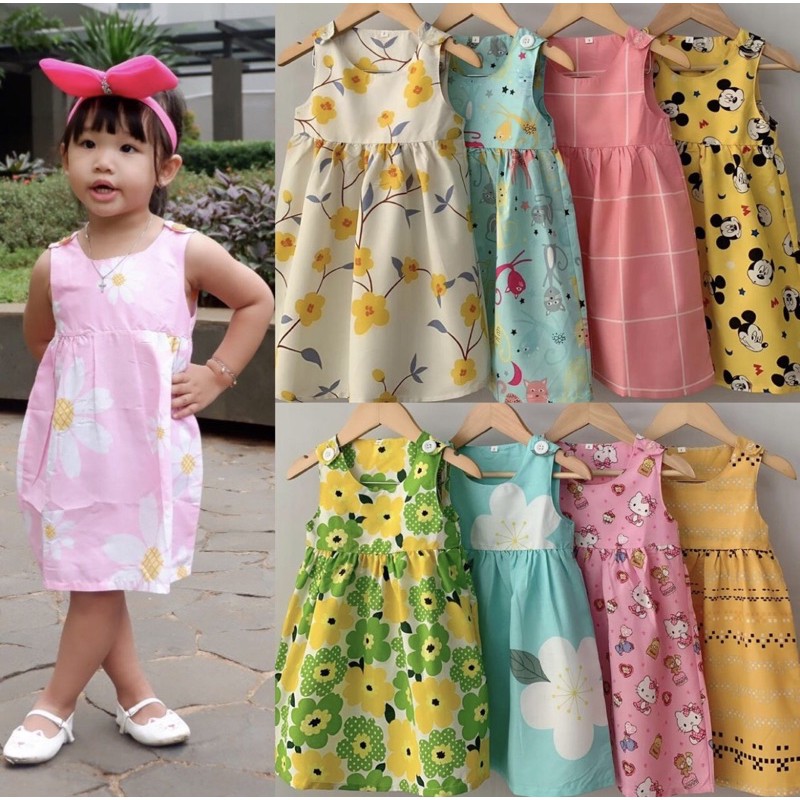 Overall dress kancing anak perempuan bahan katun catra dress smilee dress smile anak