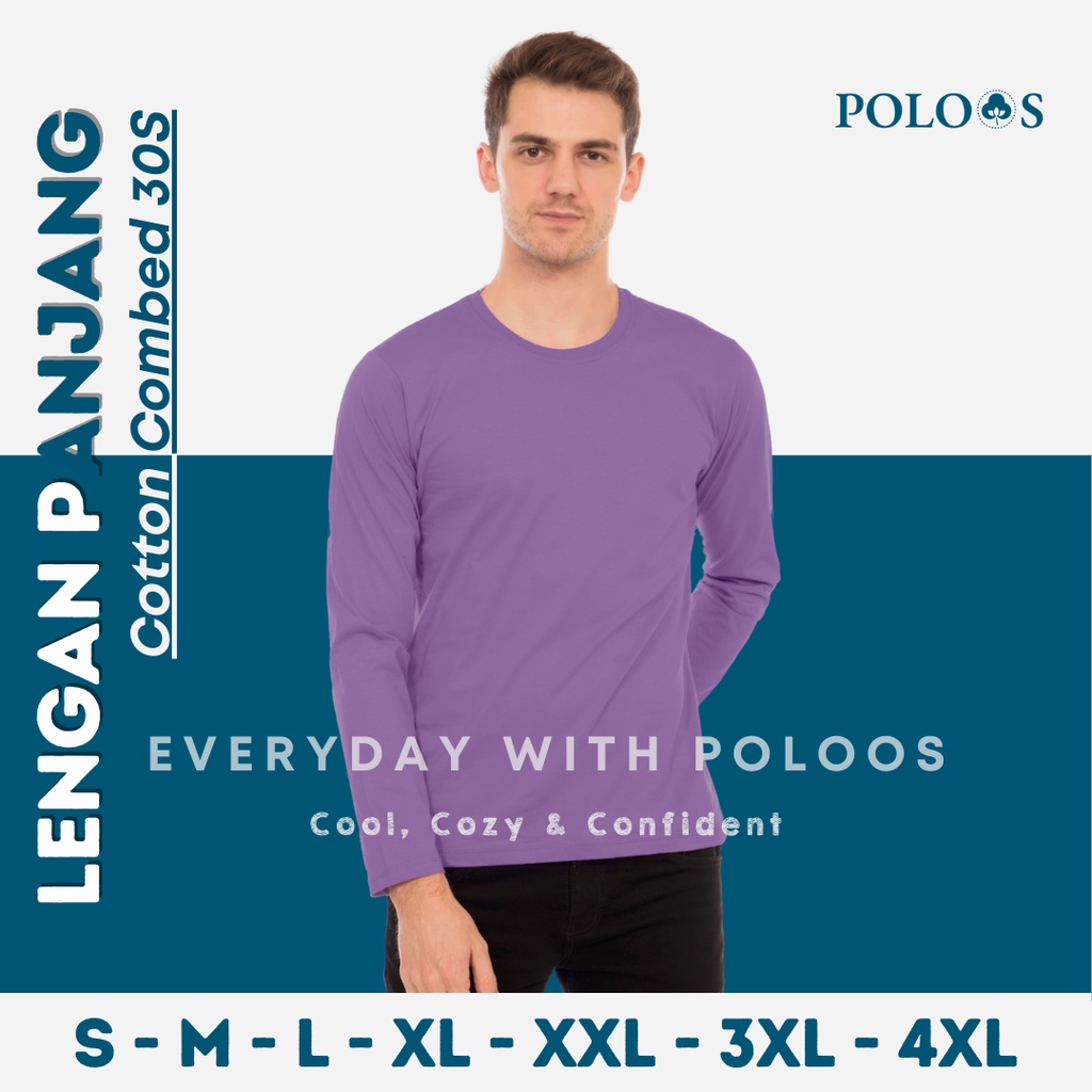 Baju Kaos Polos Pria Lengan Panjang Ungu Muda Lilac