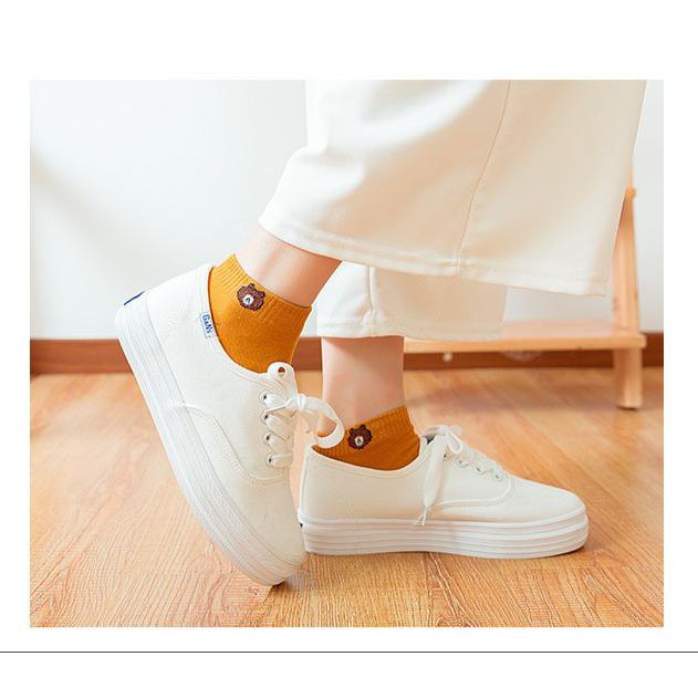 INDOMINI Kaos Kaki Ankle Beruang Kaos Kaki Pendek Semata Kaki Motif Brown Line Unisex R109-4