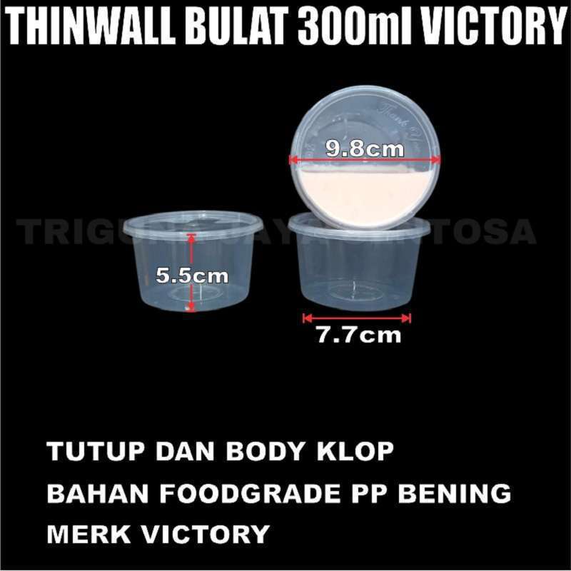 Thinwall Bulat 300ml Per Dus Bowl Mangkuk Makan Plastik Es Kepal Milo Cup Puding 300 ml