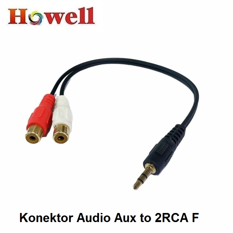 Kabel Konektor Audio Aux 3.5mm to 2 RCA Female