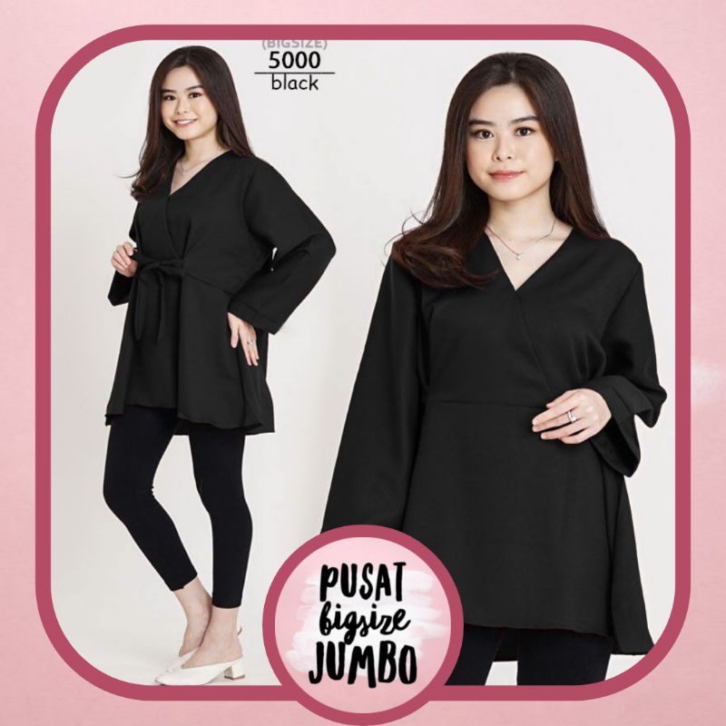 LD 120 - BLOUSE WANITA XXL JUMBO BIGSIZE PLUS SIZE ARMY HITAM MARUN MAROON NAVY AA-5000 black