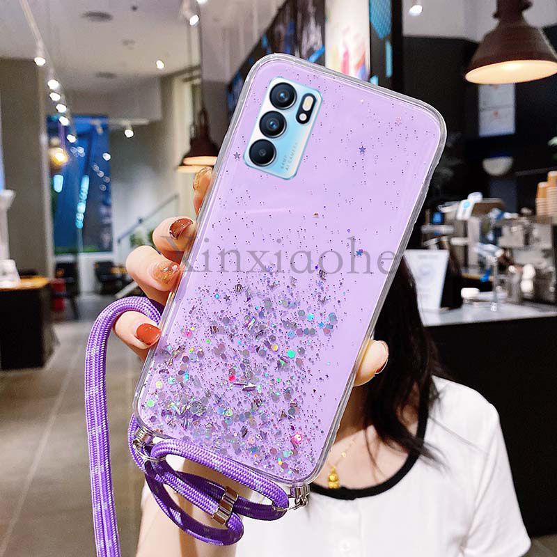 Case Tali Nagita Oppo Reno 7 4G/ Reno 6 4G/Reno 6 5G/Reno 7Z 5G/A96 5G Lanyard Glitter Gantungan