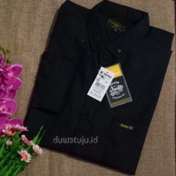 kemeja polos lengan panjang warna hitam/kemeja distro/kemeja pria casual/kemeja kerja