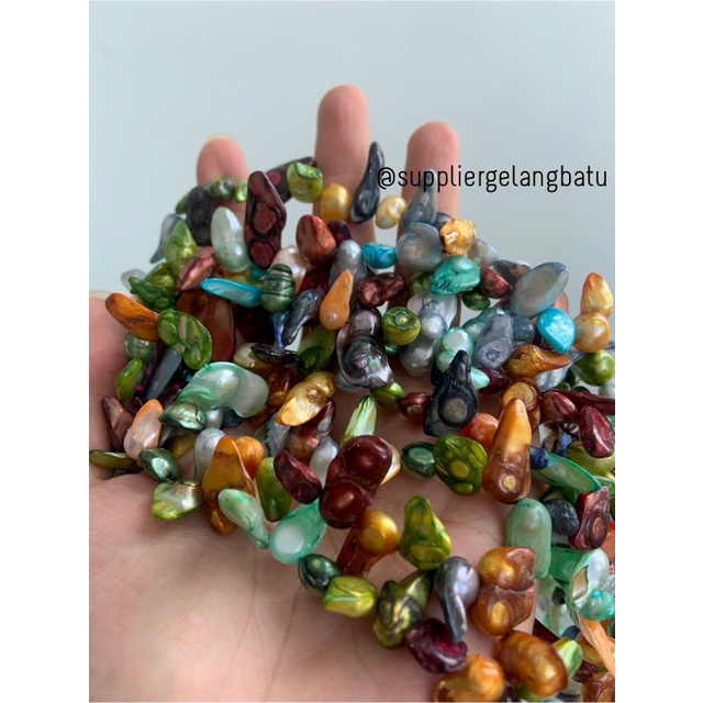 kerikil KERANG KESHI MULTICOLOUR tetes OVAL fresh water shell BAROK