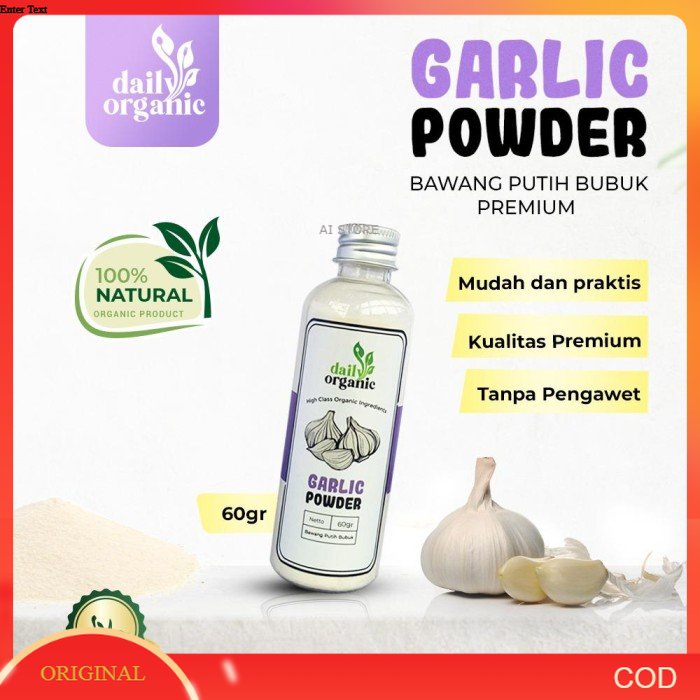 BAWANG PUTIH BUBUK GARLIC POWDER PREMIUM DAILY ORGANIC - 60gr