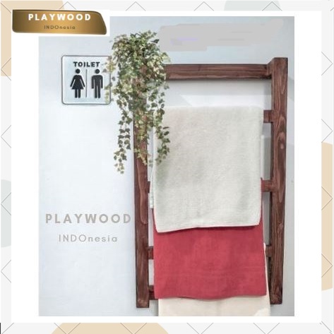 Playwood - Wooden Towel Rak Handuk Gantung Tingkat/ Rak Handuk Kayu Minimalis/ Rak Gantung Serbaguna