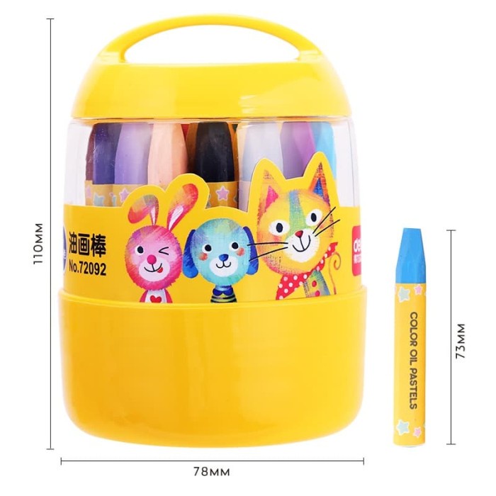 

PASTEL-DRY-OIL- DELI 24 COLOR OIL PASTEL BARREL DESIGN EASY TO TAKE 72092 - 12 COLOR 72090 -OIL-DRY-