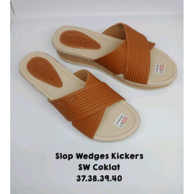 sandal slop wanita wedges silang/sandal KCKRS/sandal wanita