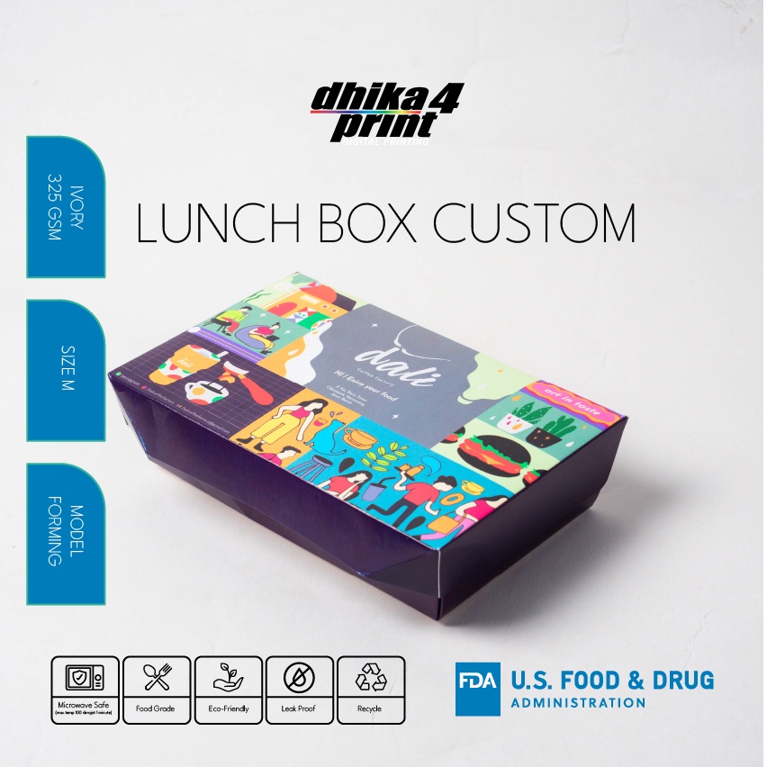 LUNCH BOX CUSTOM FORMING BAHAN IVORY / IVORY FULL LAMINASI SIZE M
