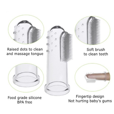 SIKAT GIGI Bayi Finger Tooth Brush Silikon Jari Baby Newborn Lidah Gusi Silicone Food Grade Lembut