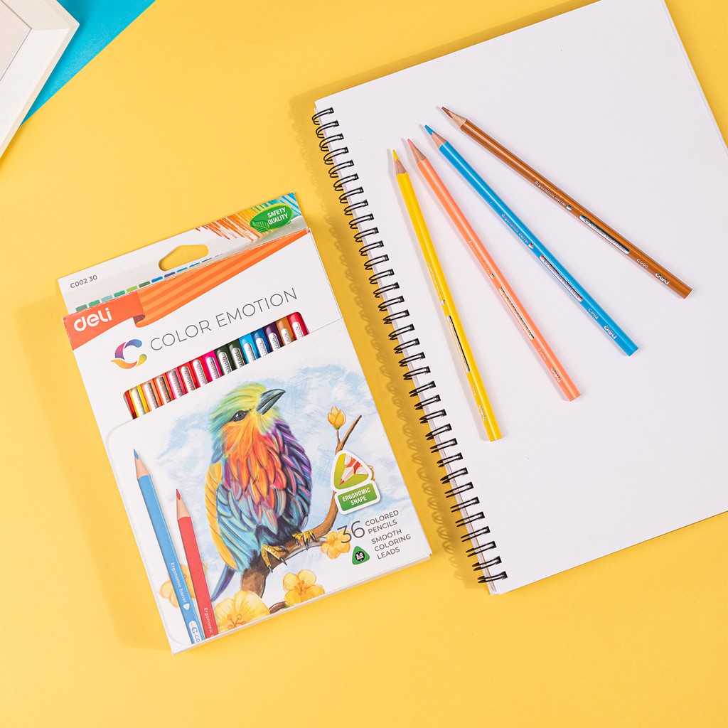 Deli Pensil Warna Kayu 12/18/24/36 Warna leads berkualitas tinggi pewarnaan extra halus EC00230-5