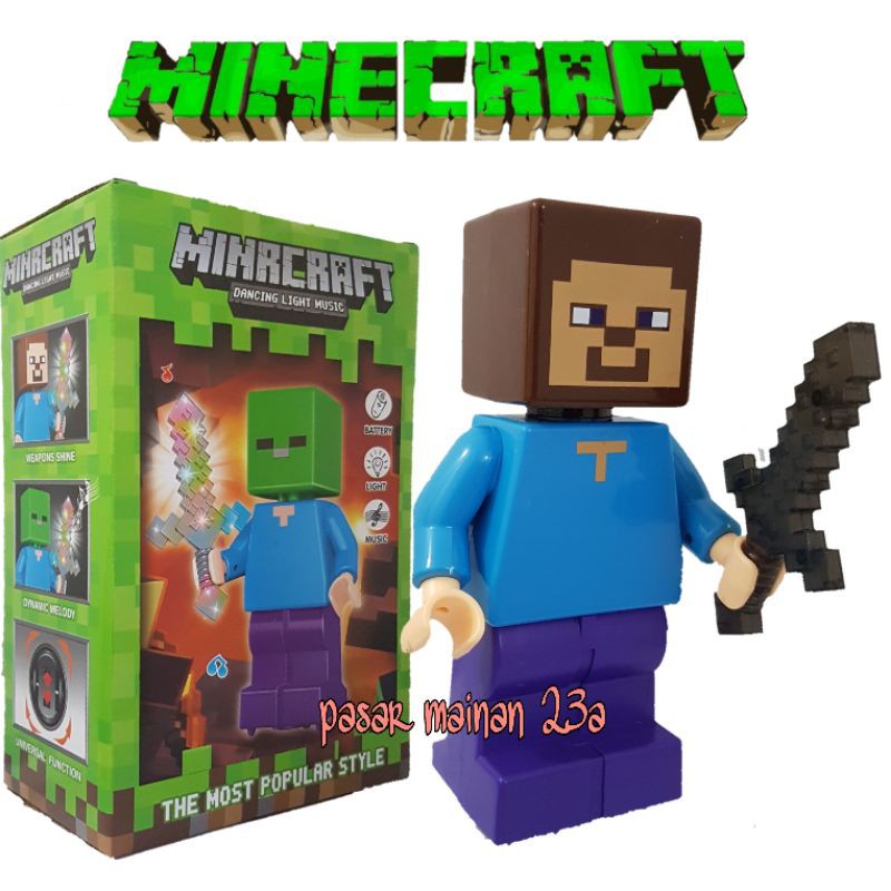 Mainan Mine craft Dancing Light Music/figure Minecraft/Minecraft zombie