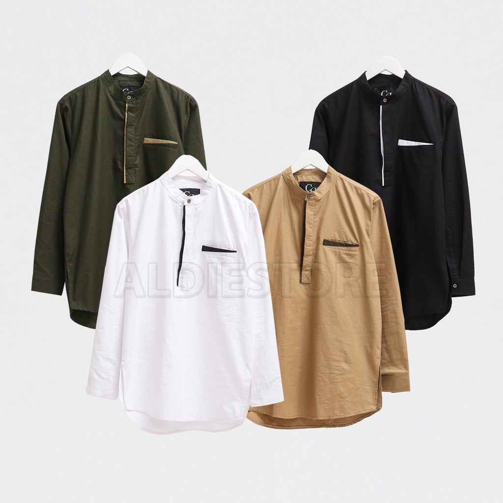 Baju Koko Muslim Pria AL KAHFI Lengan Panjang Bahan Cotton Cigarette Premium