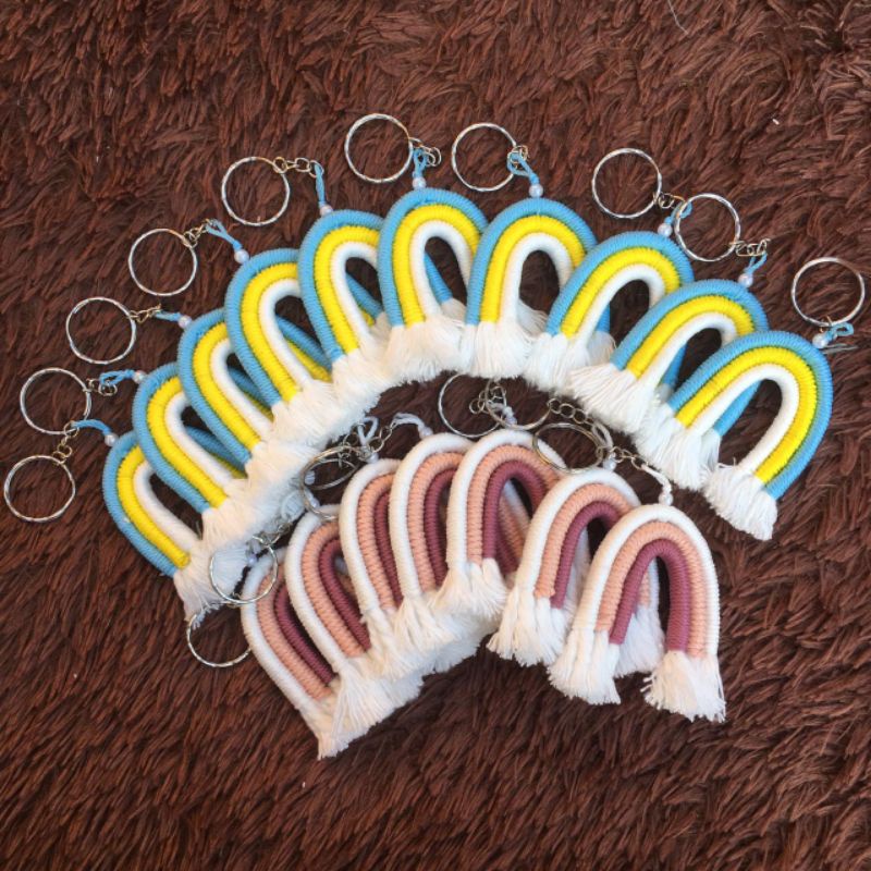 GANTUNGAN KUNCI RAINBOW|GANTUNGAN PELANGI MACRAME|GANTUNGAN TAS MACRAME