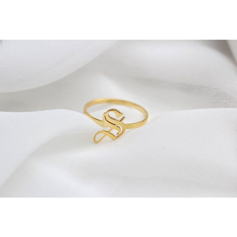 Initial letter ring Alphabet A-Z | Cincin Nama Huruf lapis emas