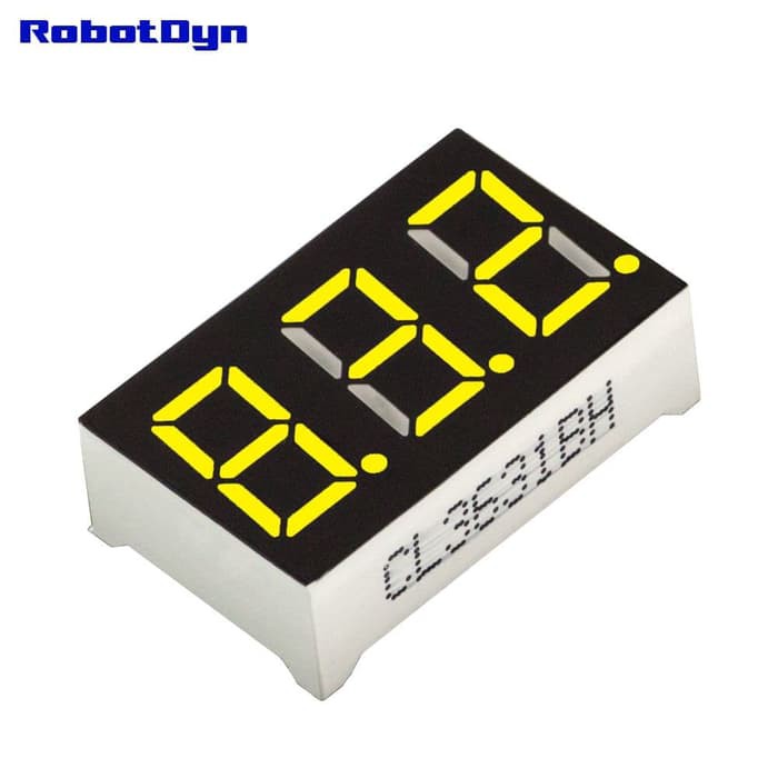 YELLOW 3-Digit Seven Segment 0.36" Common Anode LED 7 Segmen Kuning