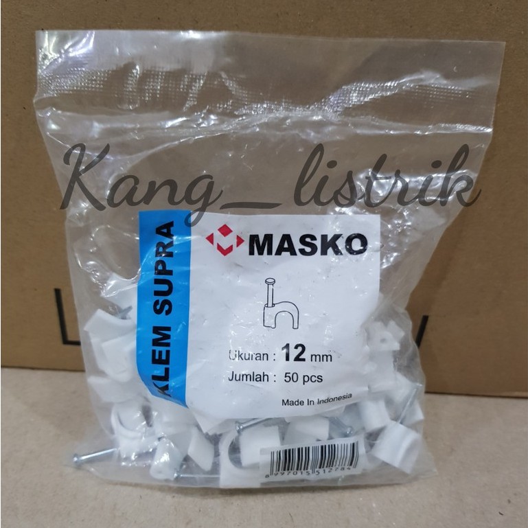 KLEM KABEL PAKU BETON NO 12 MM ( 50 PCS ) MASKO / CABLE CLIP LISTRIK