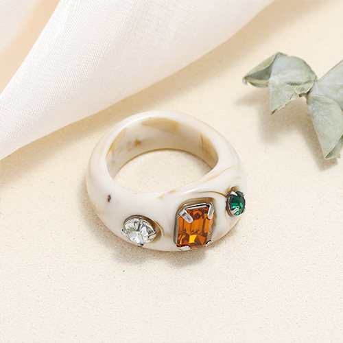 Set Cincin Berlian Akrilik,Bentuk Buah Warna-Warni Gaya Korea,Untuk Wanita