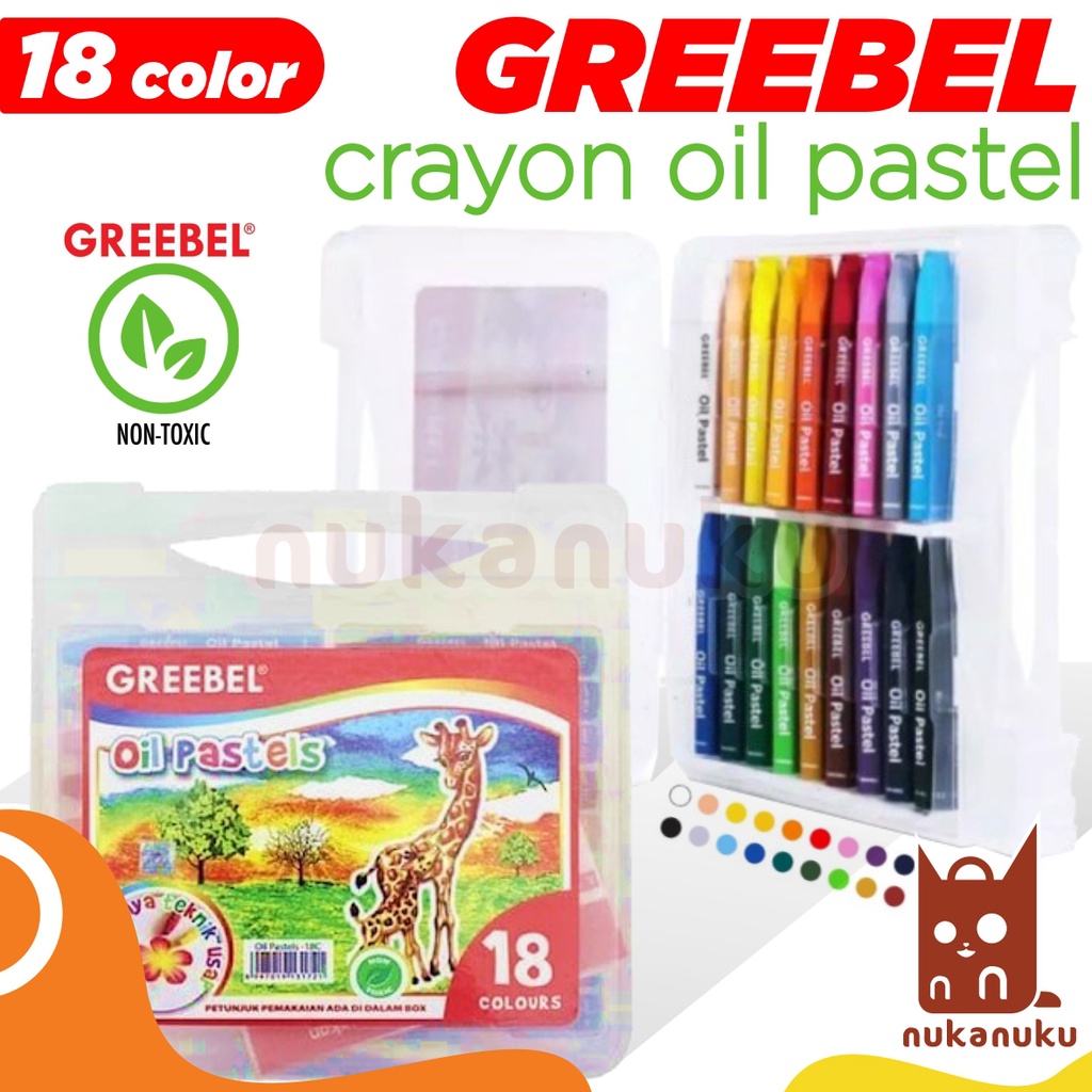 

NUKANUKU - GREEBEL18 WARNA / Crayon Oil Pastel Set 18 Color / GREEBEL Crayon / Krayon Kids Oil Pastel 18 Warna