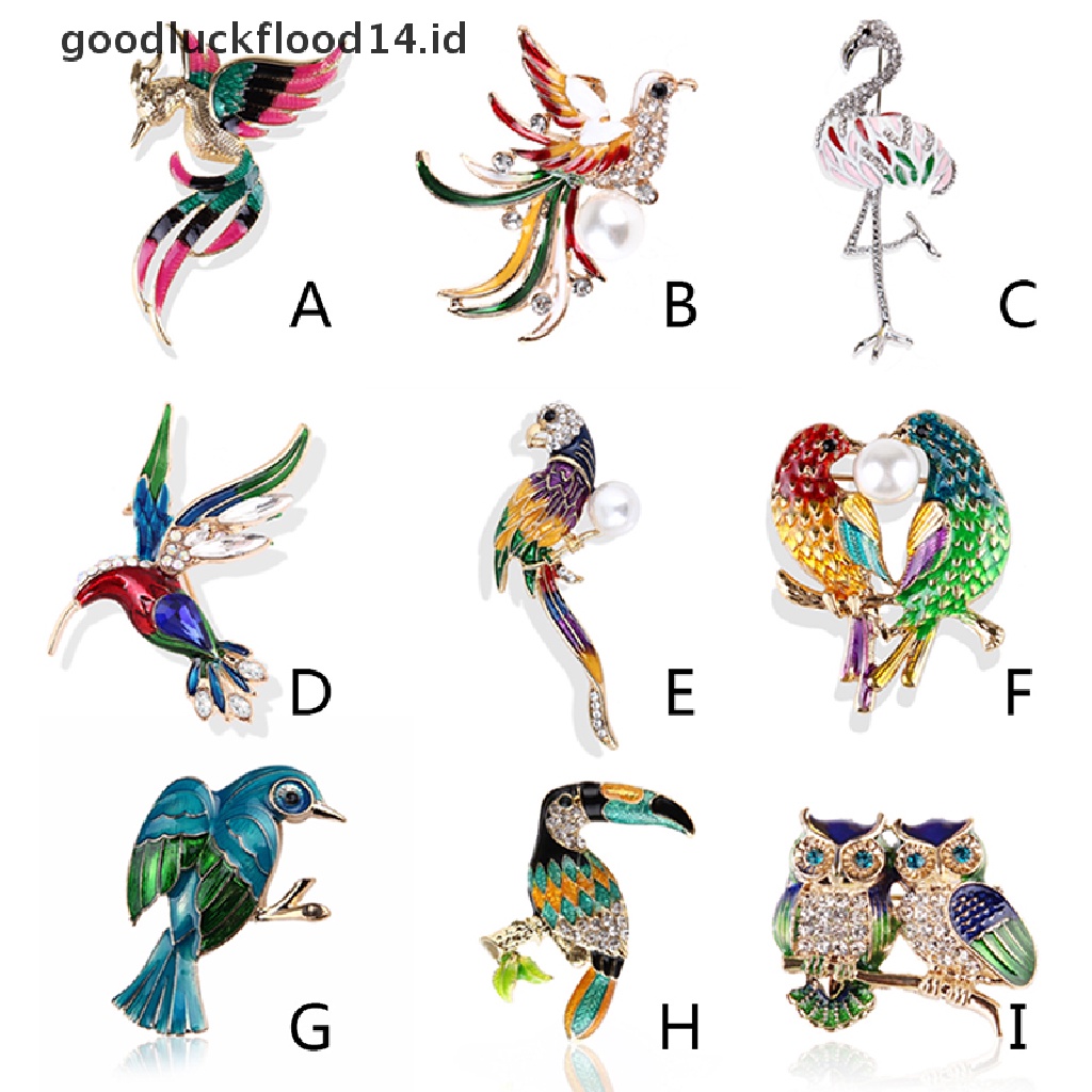 [OOID] Women Flamingo Crystal Bird Phoenix Animal Bird Owl Breastpin Brooch Pin Jewelry ID